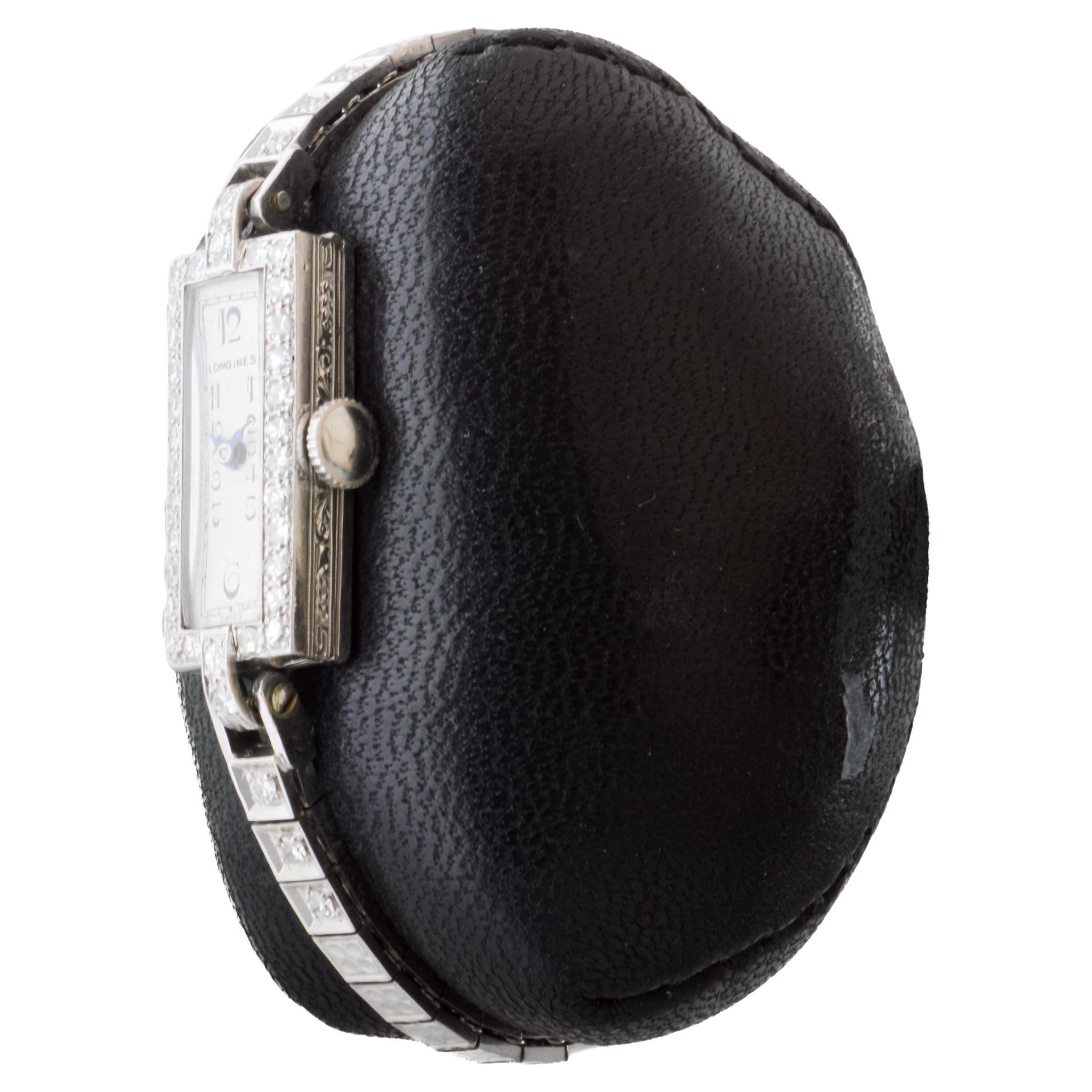 Longines Platin und Diamant Art Deco Dress Watch mit passendem Armband 1940er Jahre 1