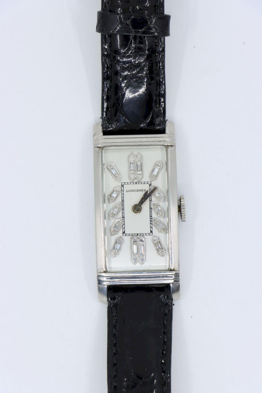 Longines Platinum Diamond Curvex Wrist Watch For Sale 8