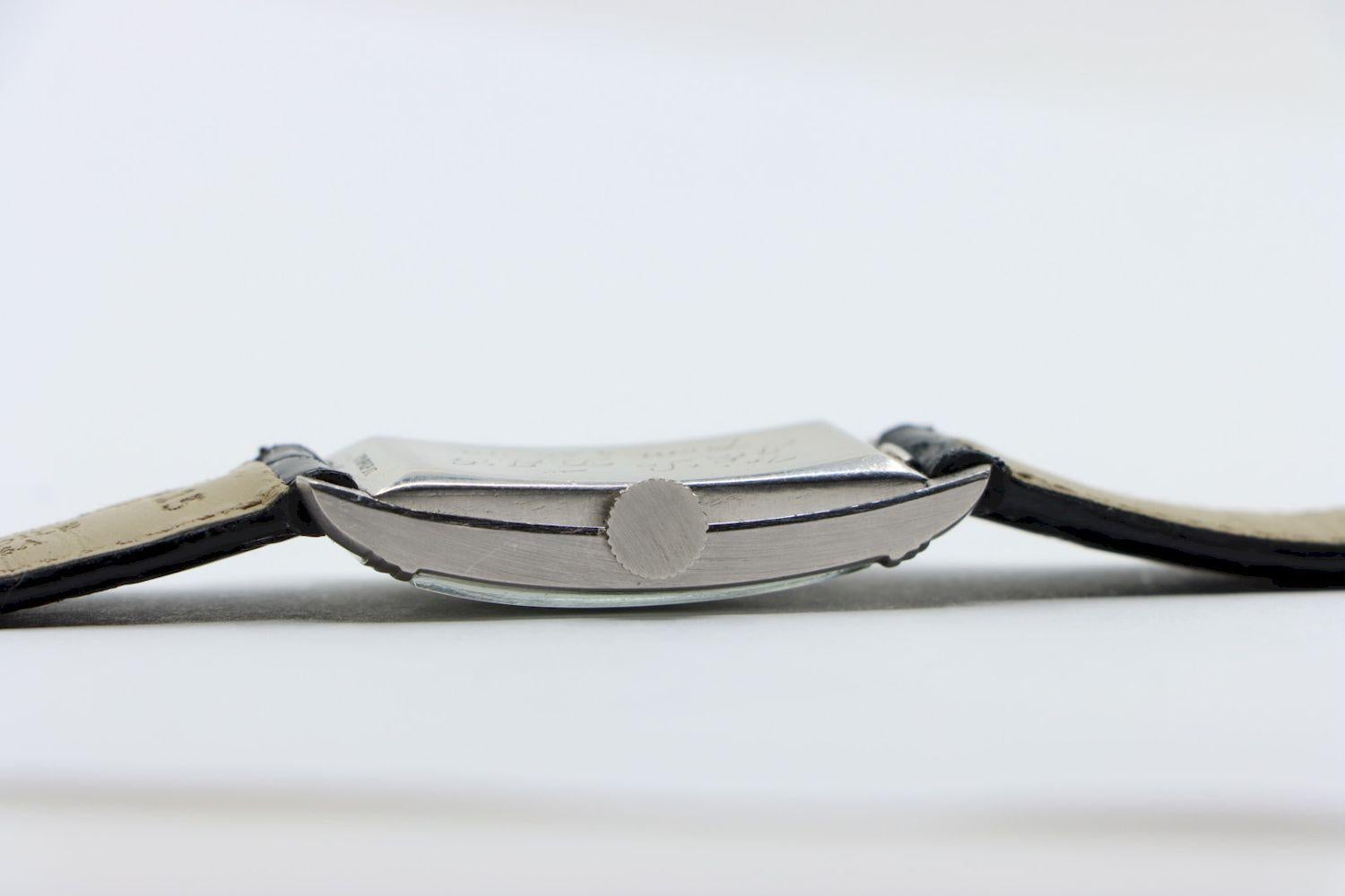 Longines Platinum Diamond Curvex Wrist Watch For Sale 14