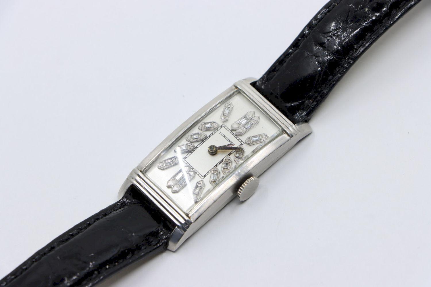 Longines Platinum Diamond Curvex Wrist Watch For Sale 15