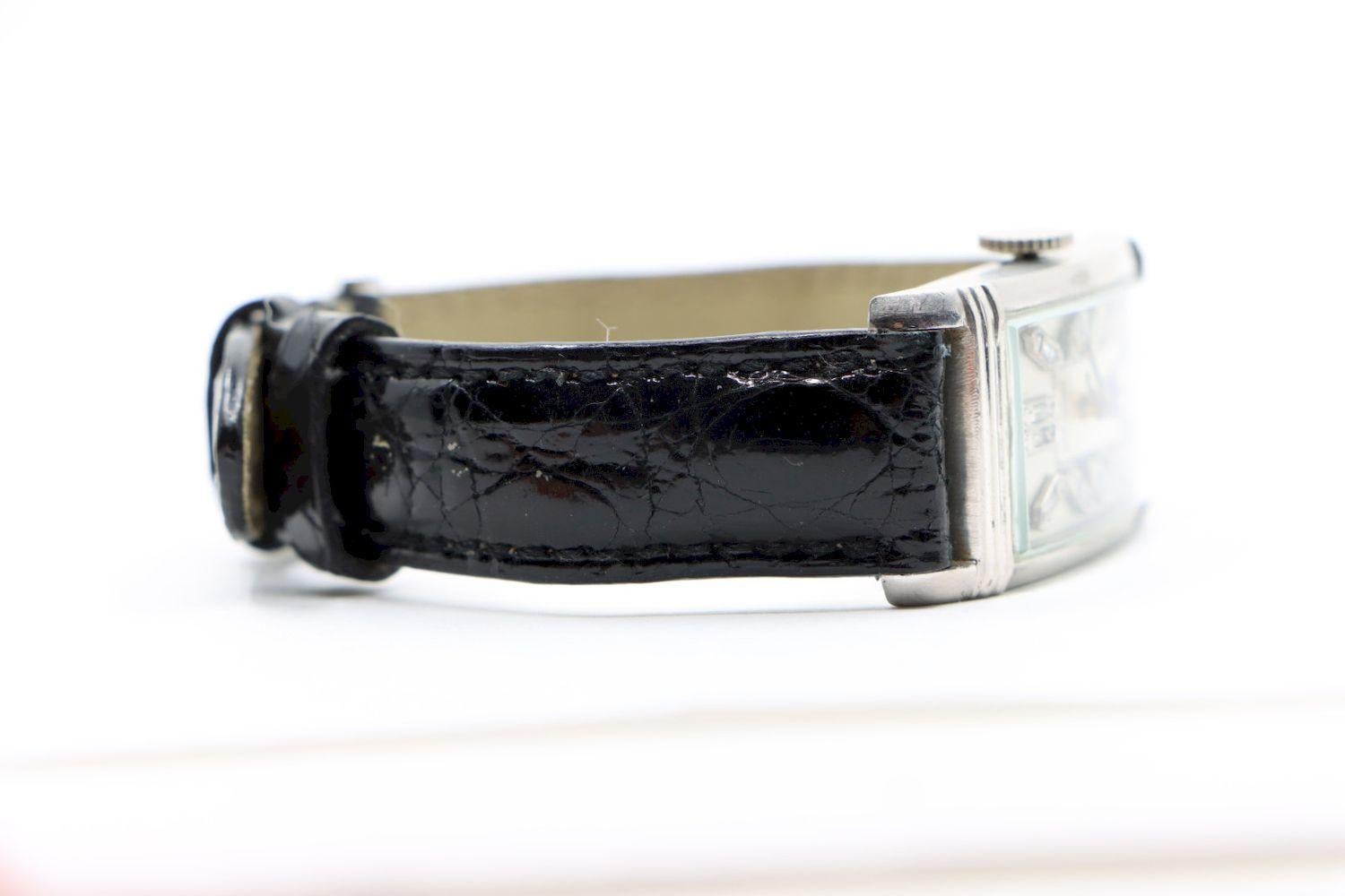 Longines Platinum Diamond Curvex Wrist Watch For Sale 4
