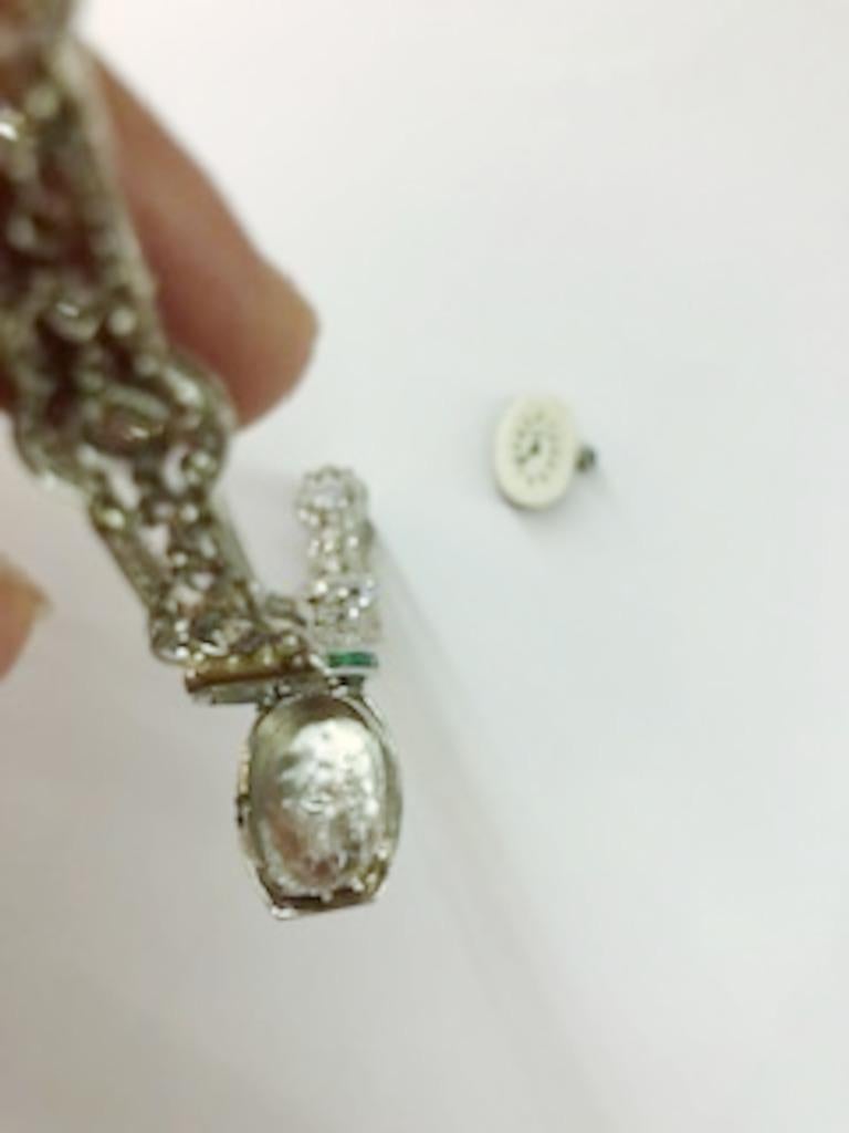 Orologio Longines in platino con smeraldo e diamante in vendita 3