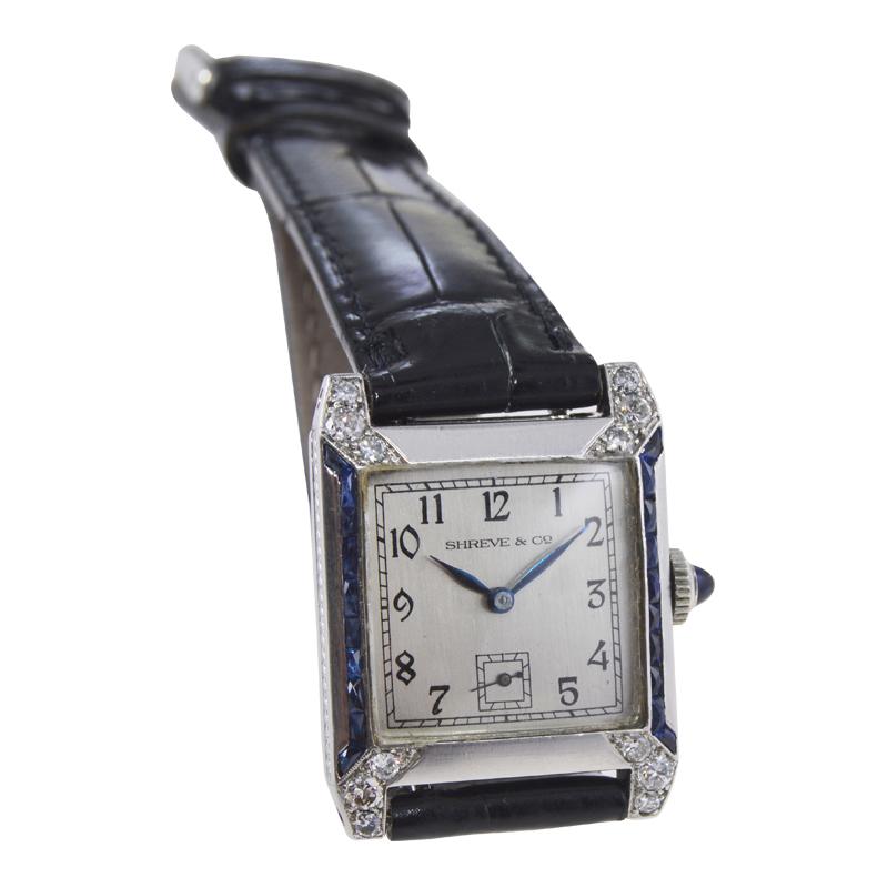 Longines Platinum Hand Made Art Deco Dress Watch from 1945 In Excellent Condition In Long Beach, CA