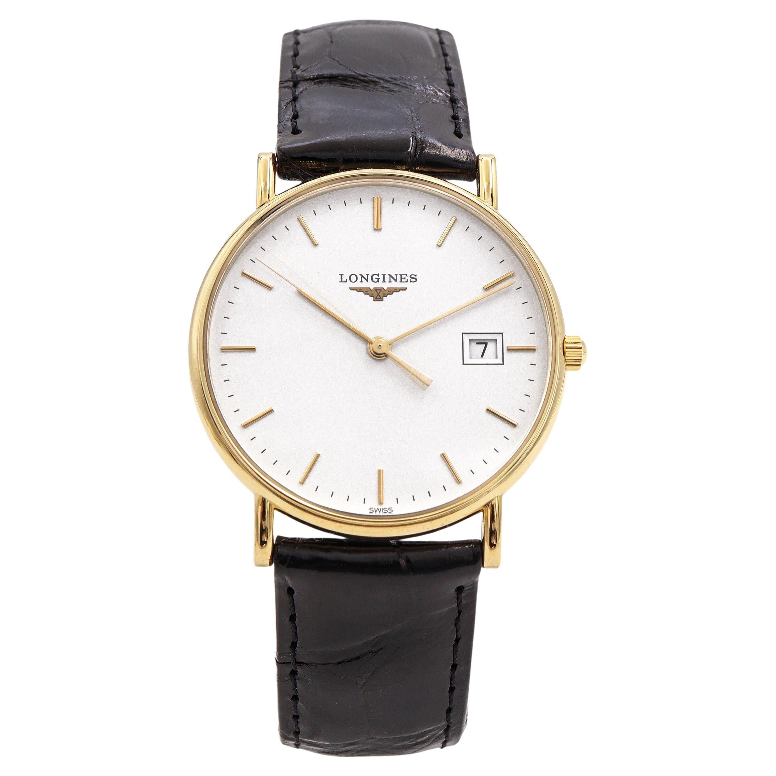 Longines Presence 18k Yellow Gold Date Quartz Men
s Watch Ref. L4.743.6 im Angebot