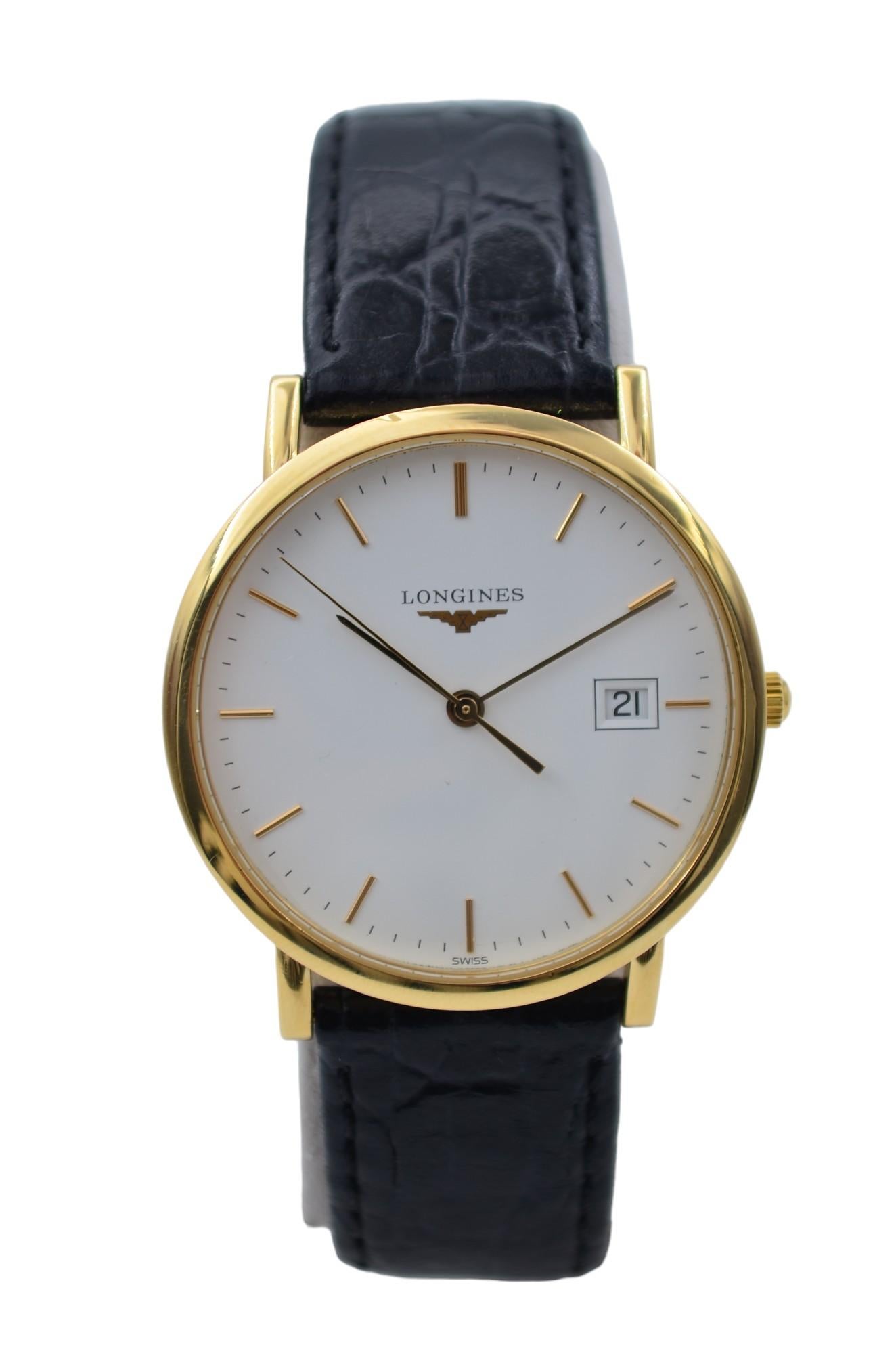 Longines Presence 34 White Dial Ladies' Watch Leather Strap Quartz L4.777.6.12.2 In Excellent Condition For Sale In București, RO