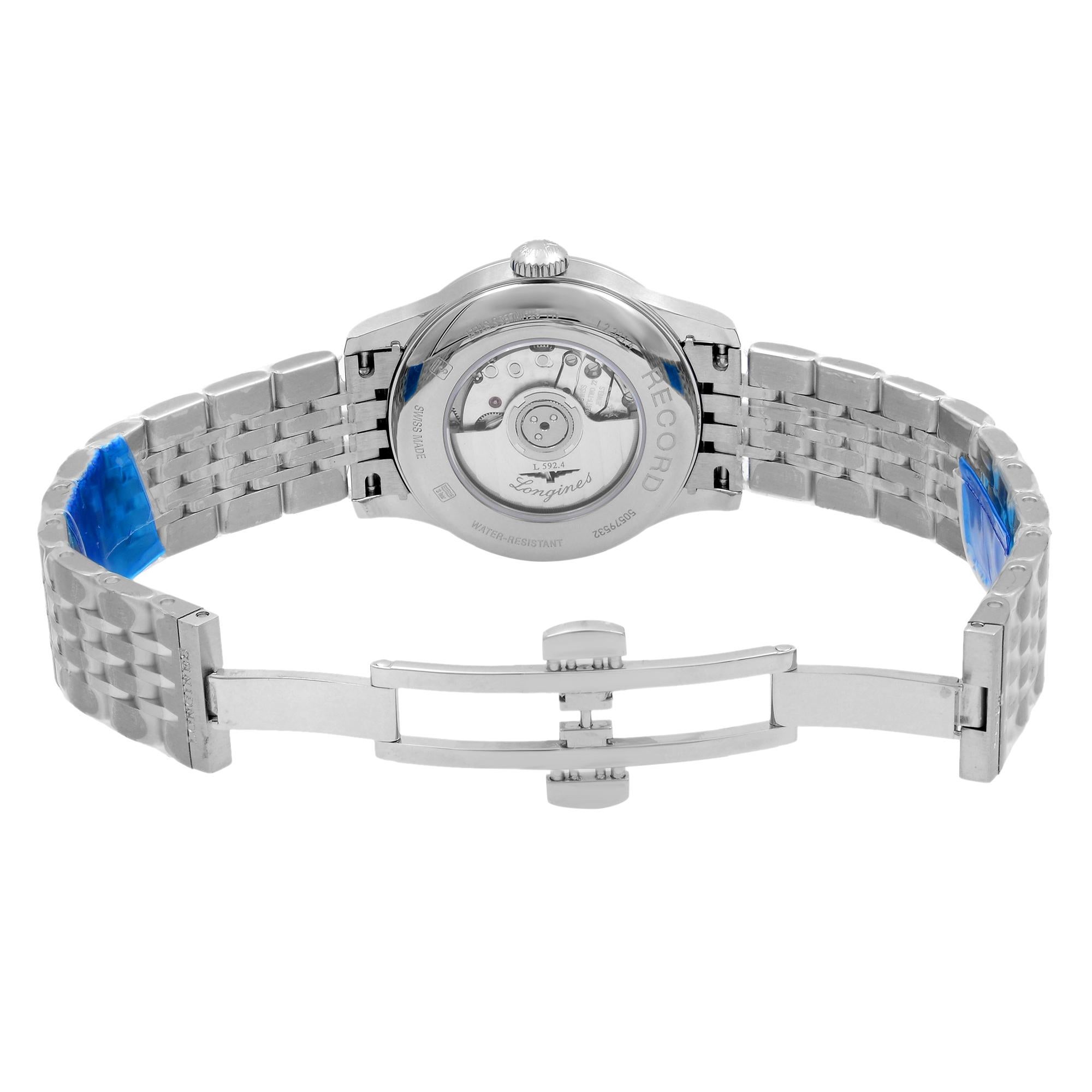 Women's Longines Record Steel White Roman Dial Automatic Ladies Watch L2.321.4.11.6