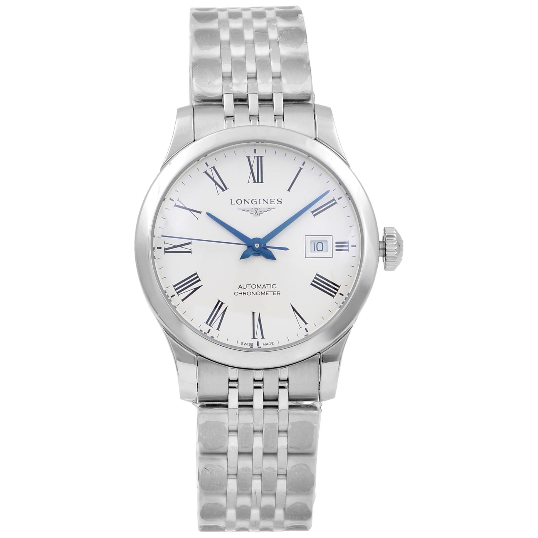 Longines Record Steel White Roman Dial Automatic Ladies Watch L2.321.4.11.6