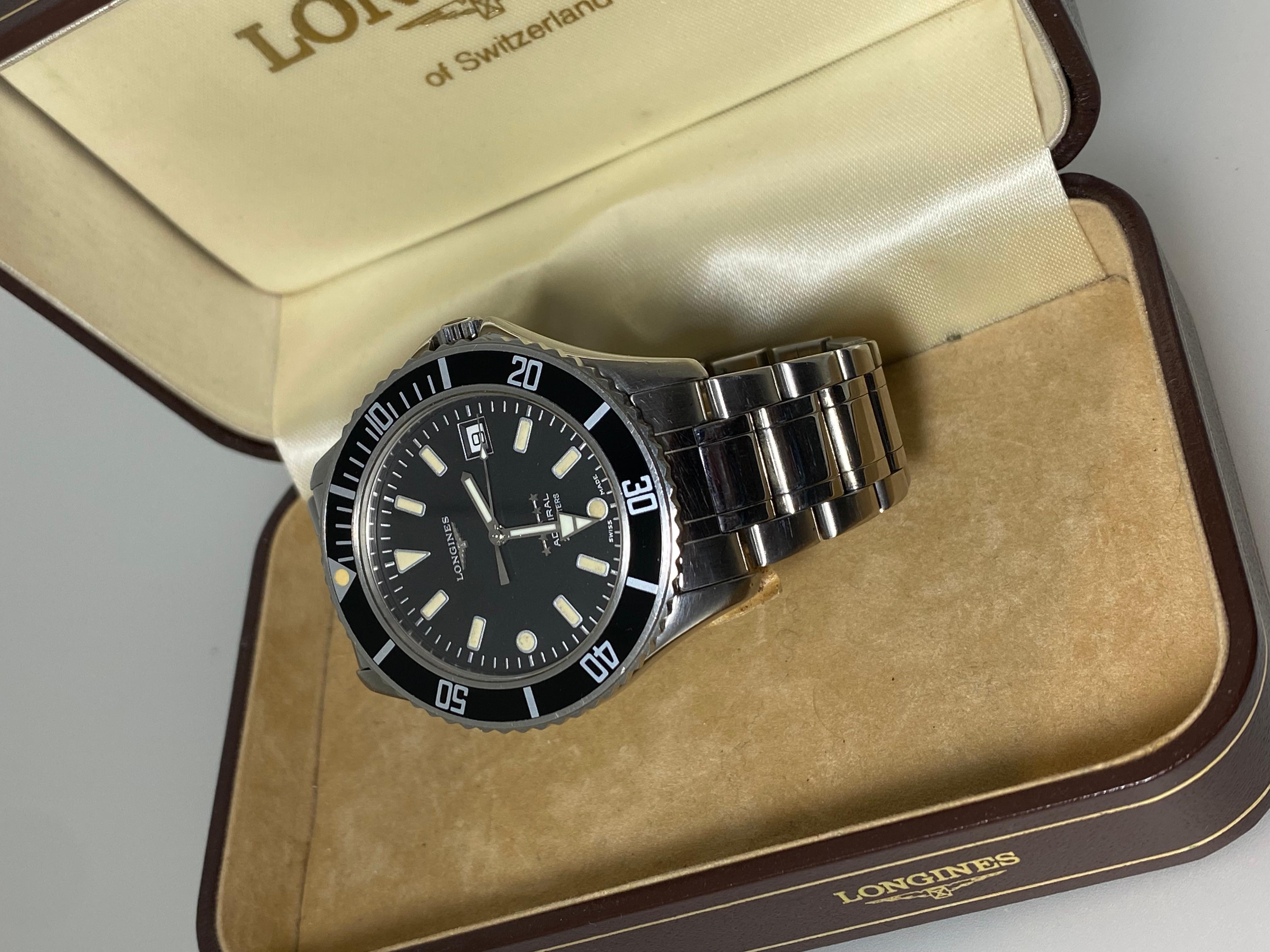 Longines ref. 7463 5-Star Admiral 200m Automatic Divers Watch. Box + Link. 90's. For Sale 1