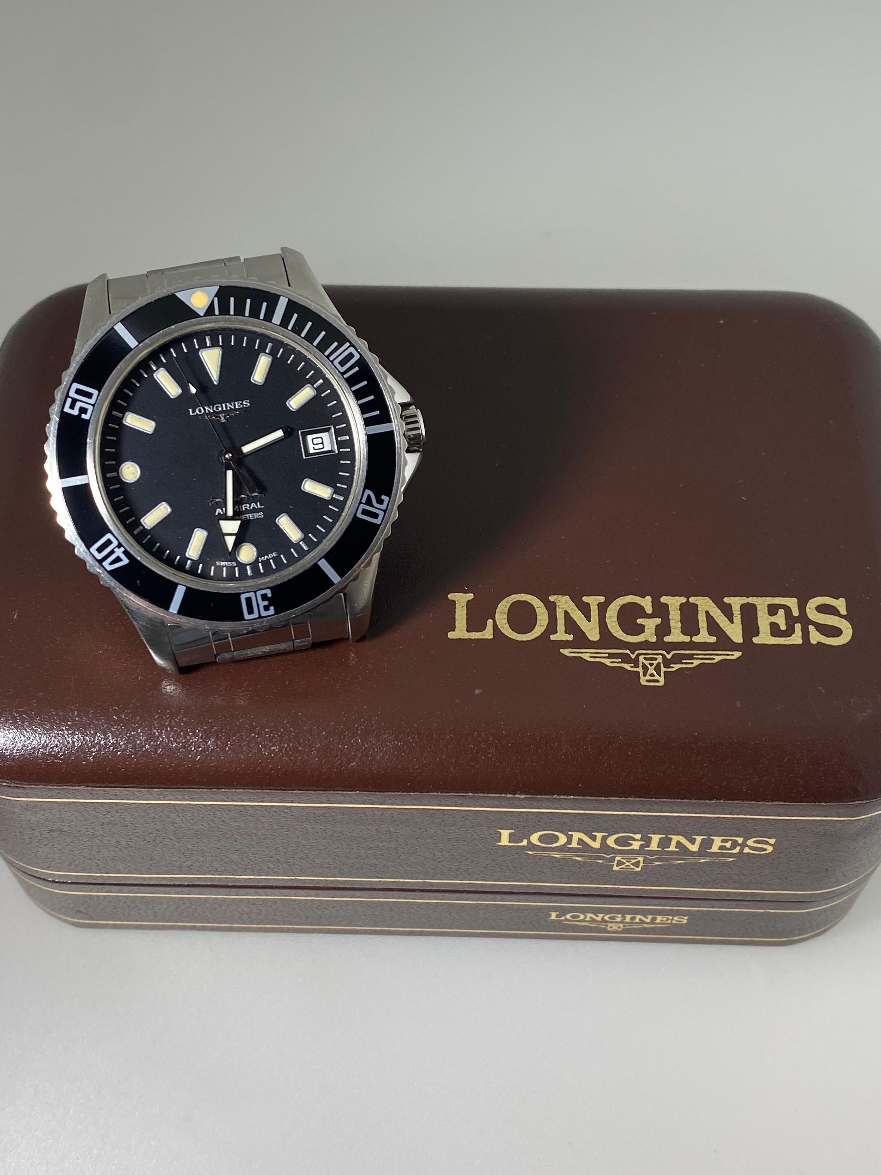Longines ref. 7463 5-Star Admiral 200m Automatic Divers Watch. Box + Link. 90's. For Sale 2
