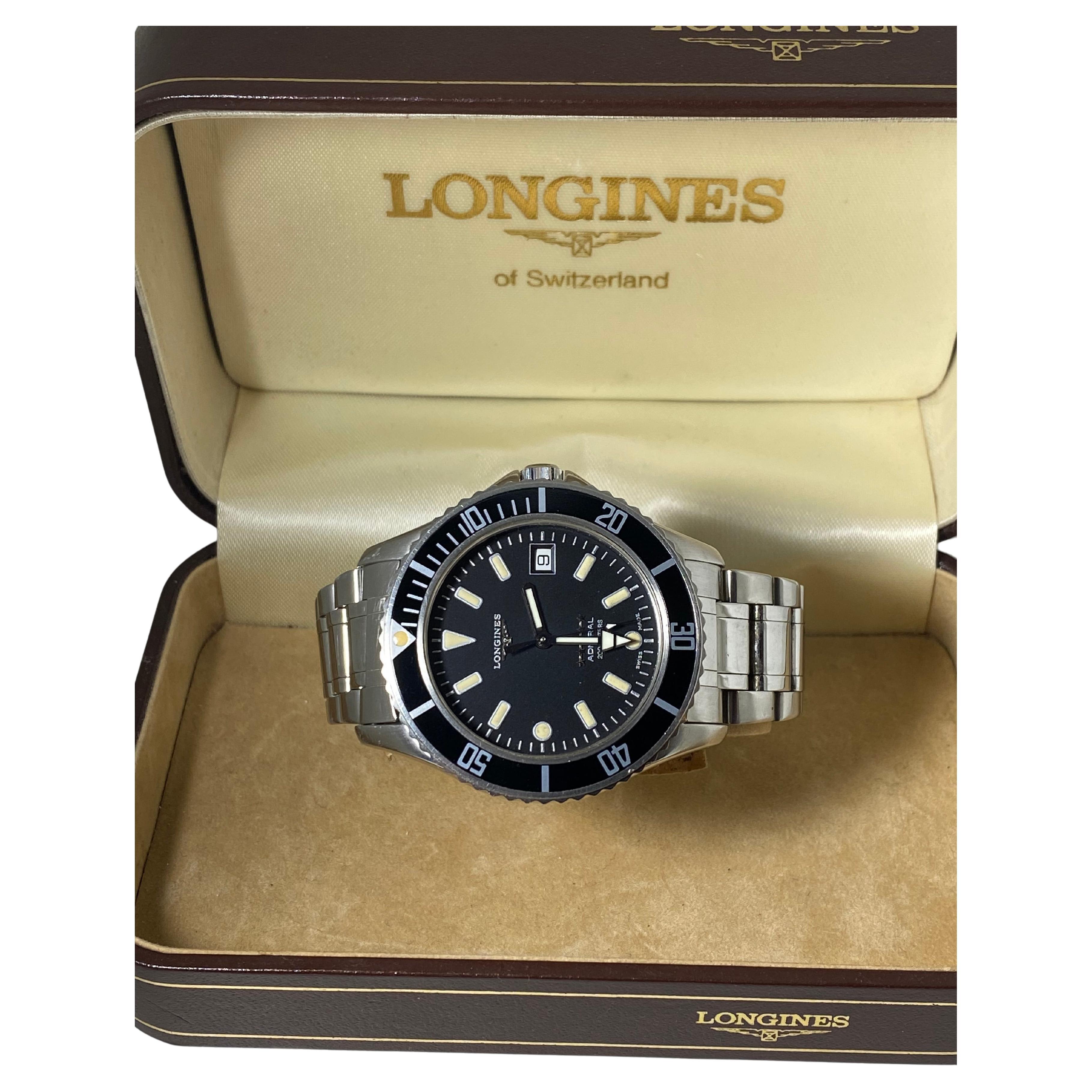 Longines ref. 7463 5-Star Admiral 200m Automatic Divers Watch. Box + Link. 90's. For Sale