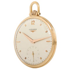 Longines Rose Gold Open Face Keyless Lever Gentleman's Dress pocket Watch C1920