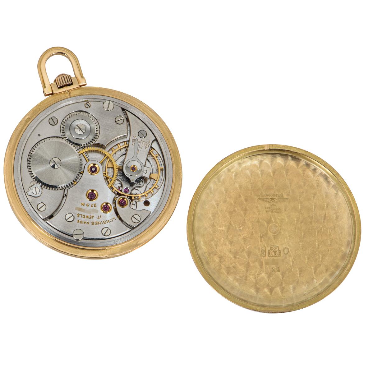 Men's Longines Rose Gold Open Face Keyless Lever Gentleman's Dress pocket Watch C1920 For Sale