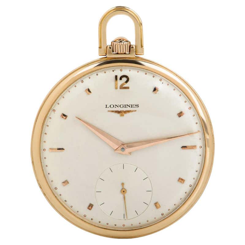 Longines 14kt Yellow Gold Open Face Chronograph Pocket Watch from 1920 ...