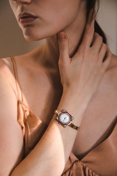 Longines Rubies Diamonds 56 Gold Lady Important Unique Collectable Watch, 1910
