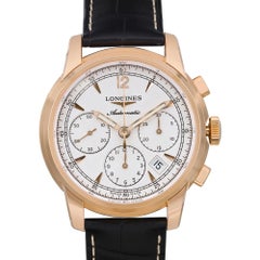 Montre automatique Longines Saint-Imier en or rose 18 carats avec cadran blanc, pour hommes L2.752.8,72.3