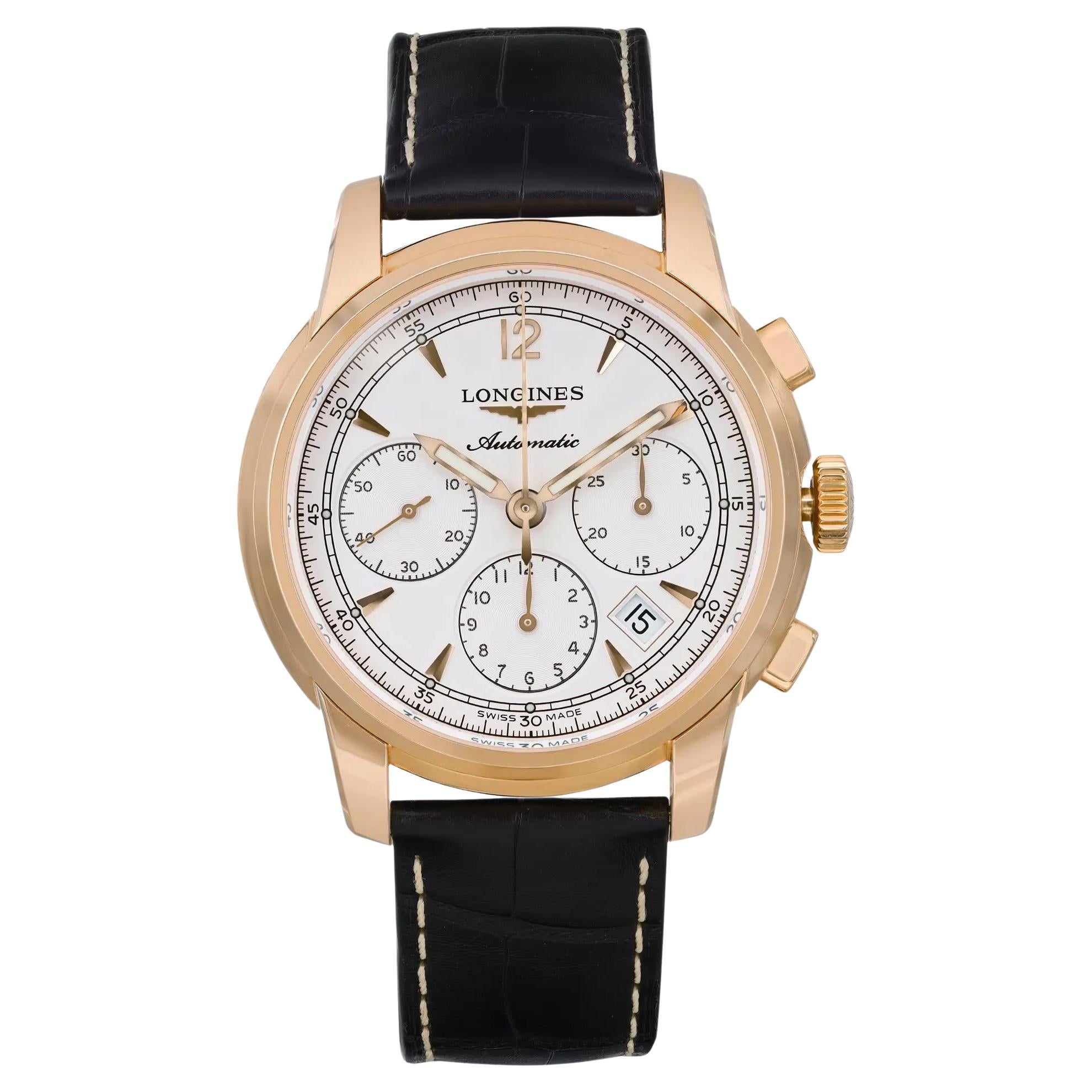 Longines Saint-Imier 18k Rose Gold White Dial Automatic Men Watch L2.752.8.72.3 For Sale