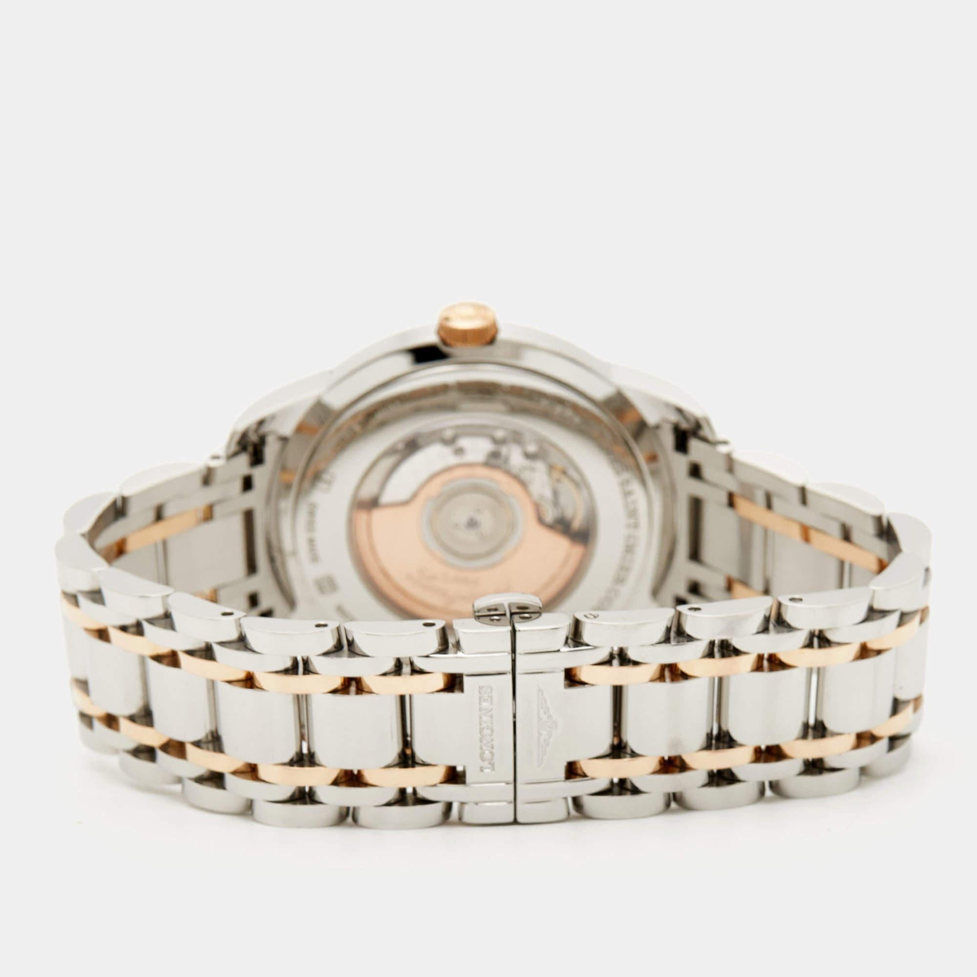 Longines SIlver 18K Rose Gold Saint-Imier Collection Men's Wristwatch 41 mm In Excellent Condition In Dubai, Al Qouz 2