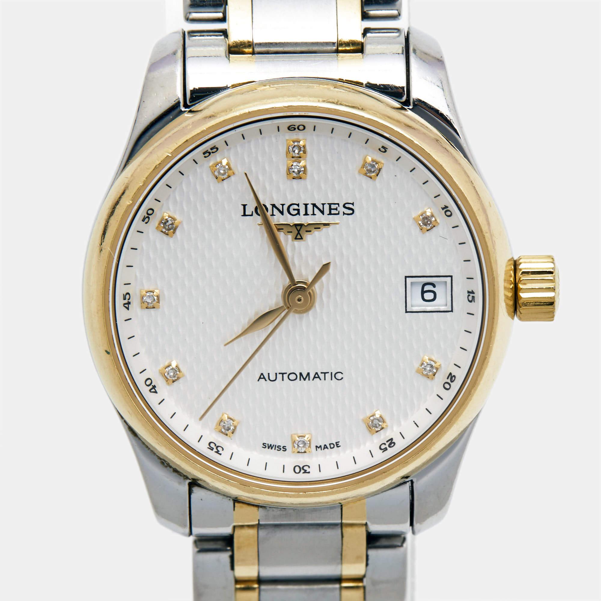 Aesthetic Movement Longines Silver 18K Yellow Gold Stainless Steel Diamond Master Collection L2.128