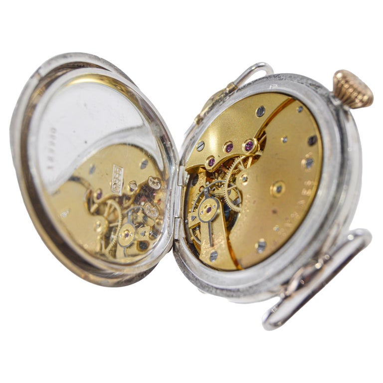 Reloj de trinchera Longines Silver Half Hunter con esfera original