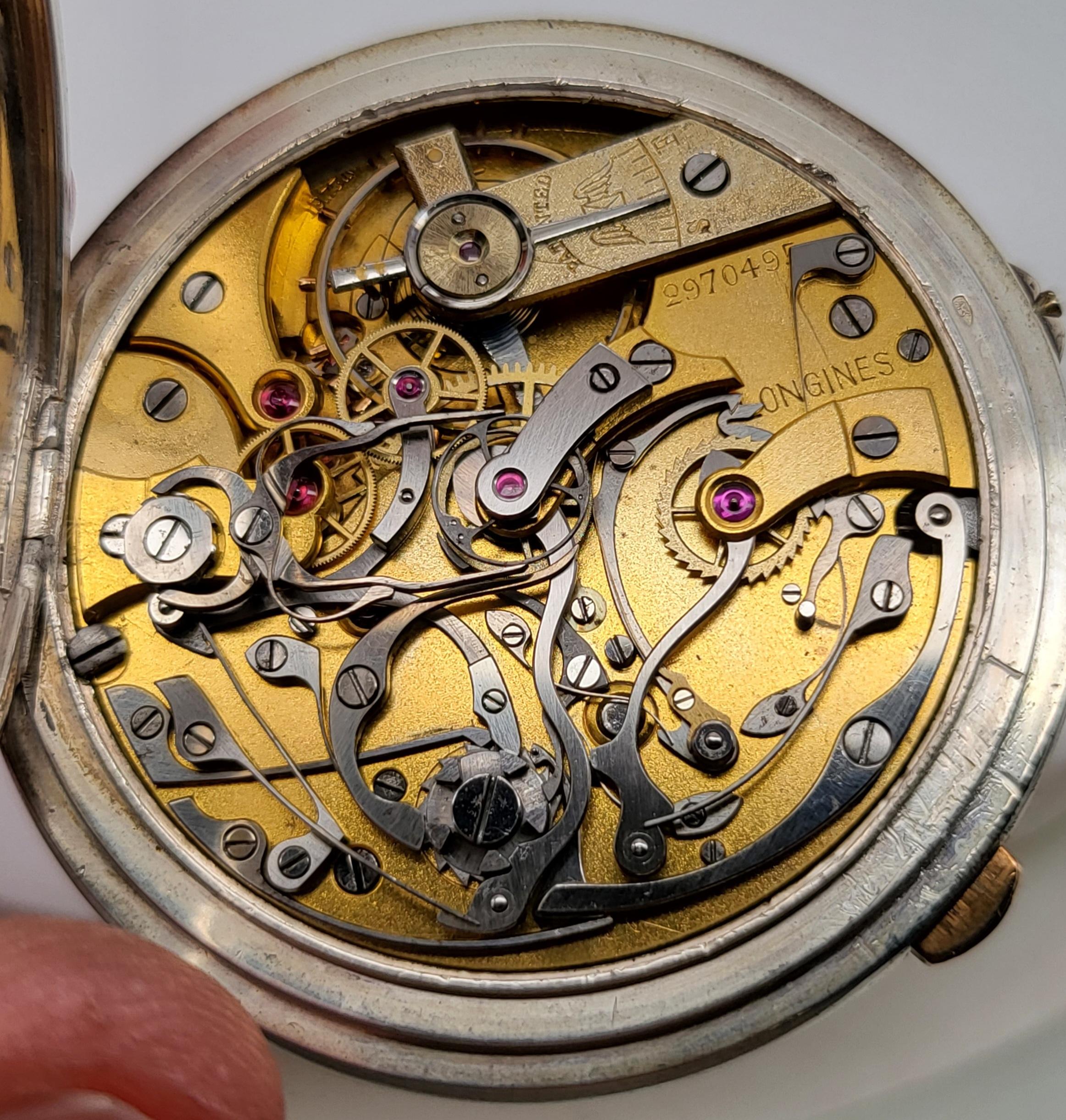 Artisan Longines Silver Pocket Watch Chronograph Rattrapante/Split Second 7 Grands Prix