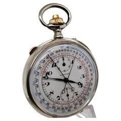 Longines Silver Pocket Watch Chronograph Rattrapante/Split Second 7 Grands Prix