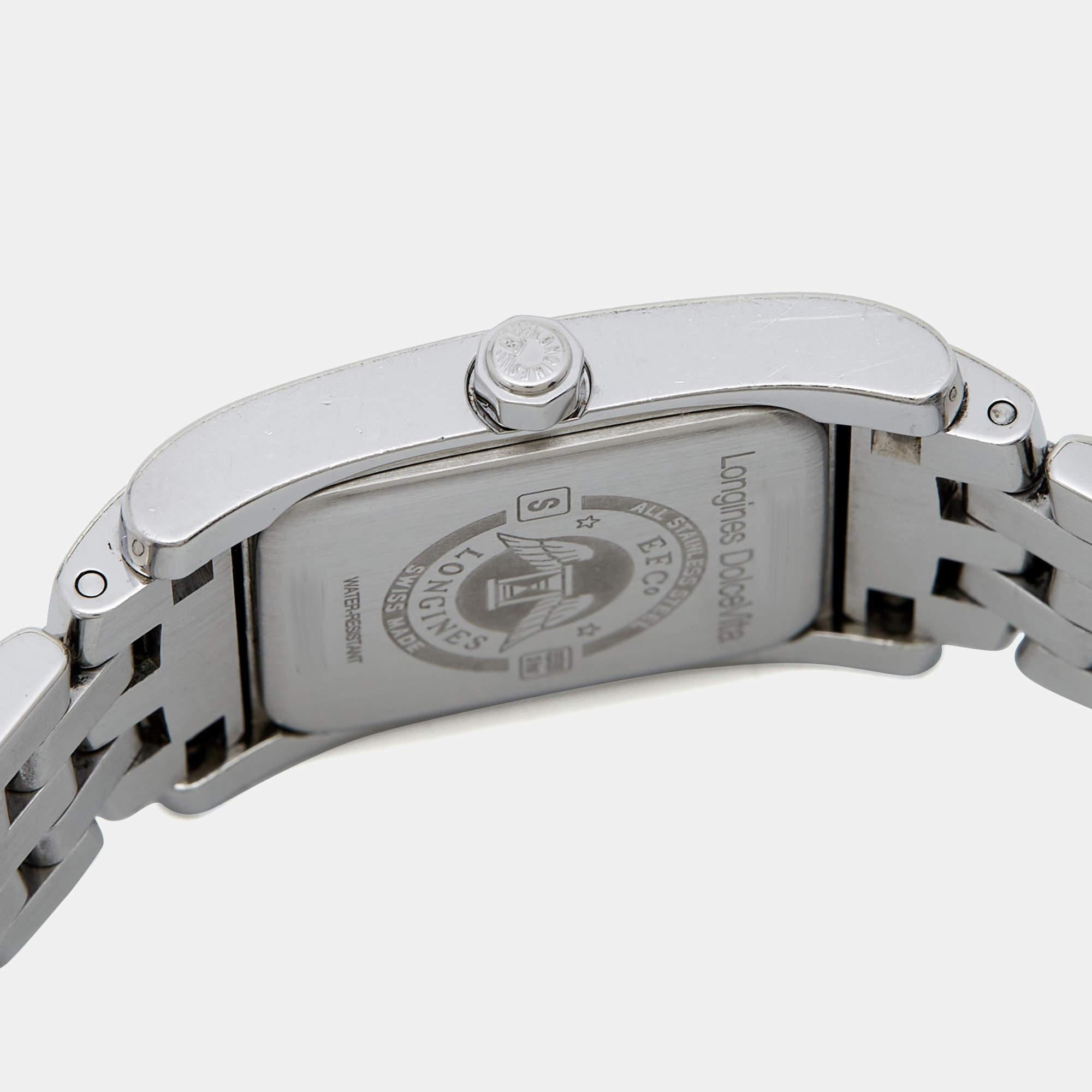 Longines Silver Stainless Steel Dolce Vita L51554716 Women’s Wristwatch 20 mm In Fair Condition In Dubai, Al Qouz 2