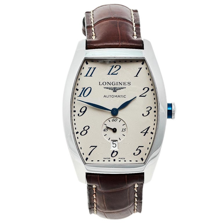 Longines Silver Stainless Steel Evidenza Automatic Men's Wristwatch 33 ...