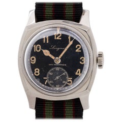 Vintage Longines Stainless Steel Czech Military Manual Wind Wristwatch, circa 1940s