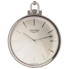 Longines Stainless Steel Dress Manual Wind Pocket Watch, circa 1960s