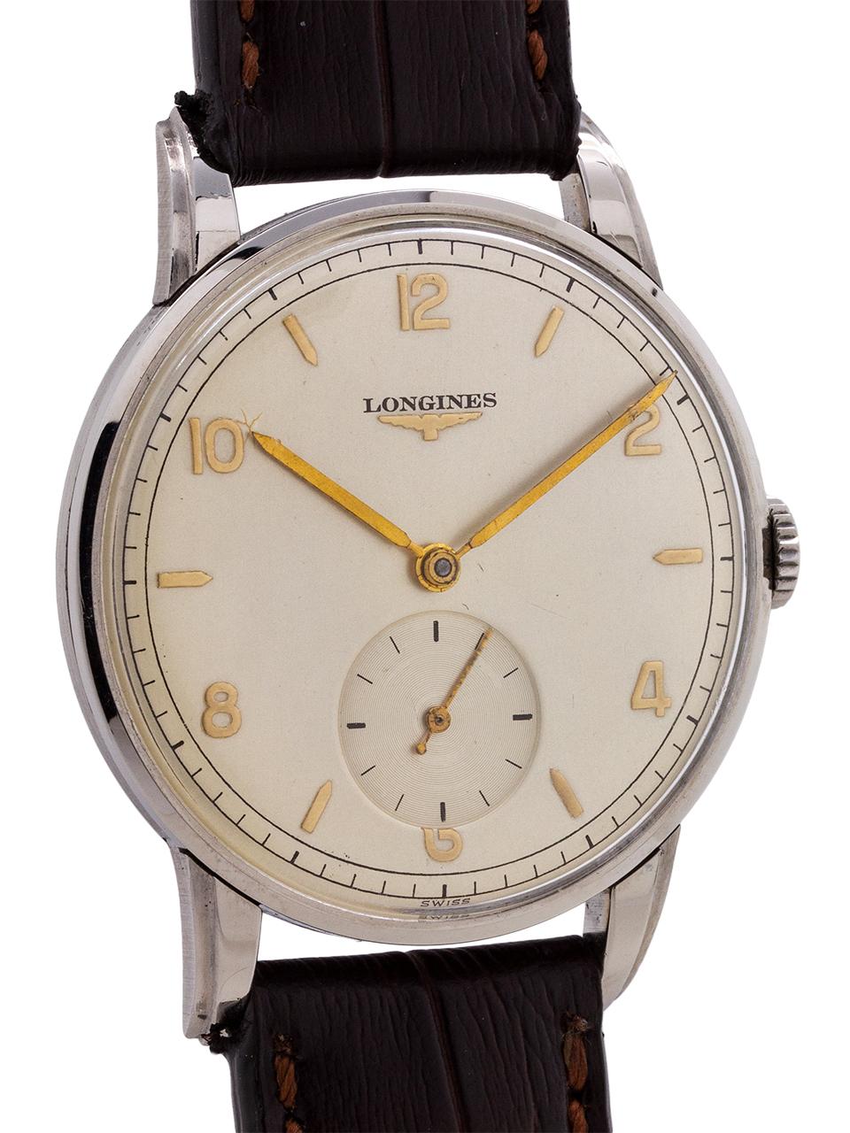 Longines Stainless Steel Dress manual wind Wristwatch, circa 1951 For ...