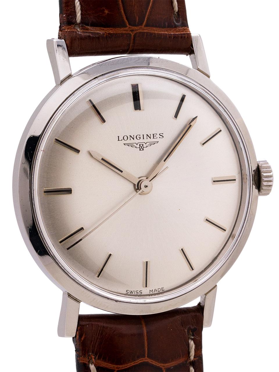 Longines Stainless Steel Dress Model, circa 1960s In Excellent Condition In West Hollywood, CA