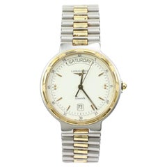 Used Longines Stainless X Gold 32mm Conquest Daydate Watch 23l37s