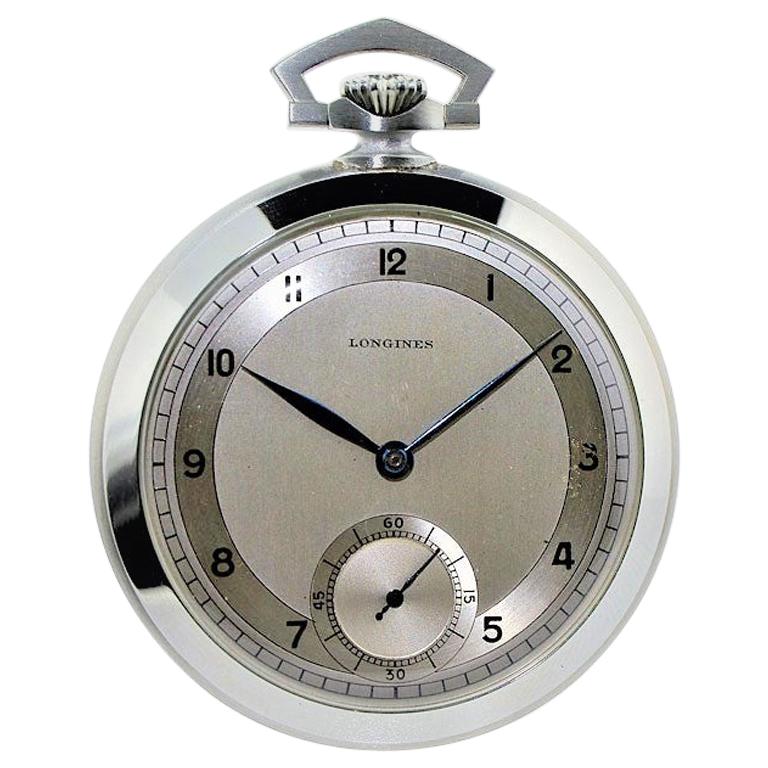 longines silver pocket watch
