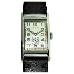 Vintage Longines Steel Hermetic Rare Art Deco Watch, circa 1930s