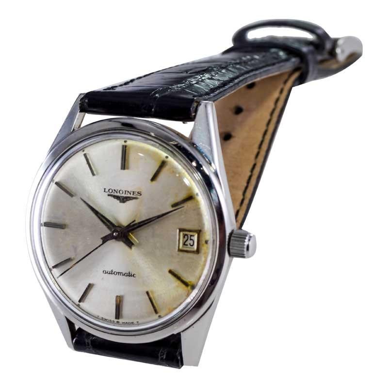 Longines - Automatique en acier du milieu du siècle avec cadran d'origine, circa 1960 en vente 6