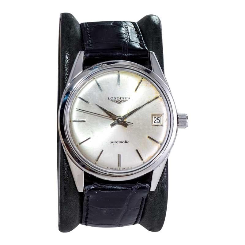 Longines - Automatique en acier du milieu du siècle avec cadran d'origine, circa 1960 Excellent état - En vente à Long Beach, CA