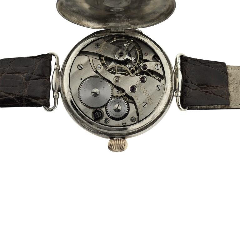Longines Sterling Silver Campaign Style The Brighton Manual Watch, 1928 In Excellent Condition In Long Beach, CA