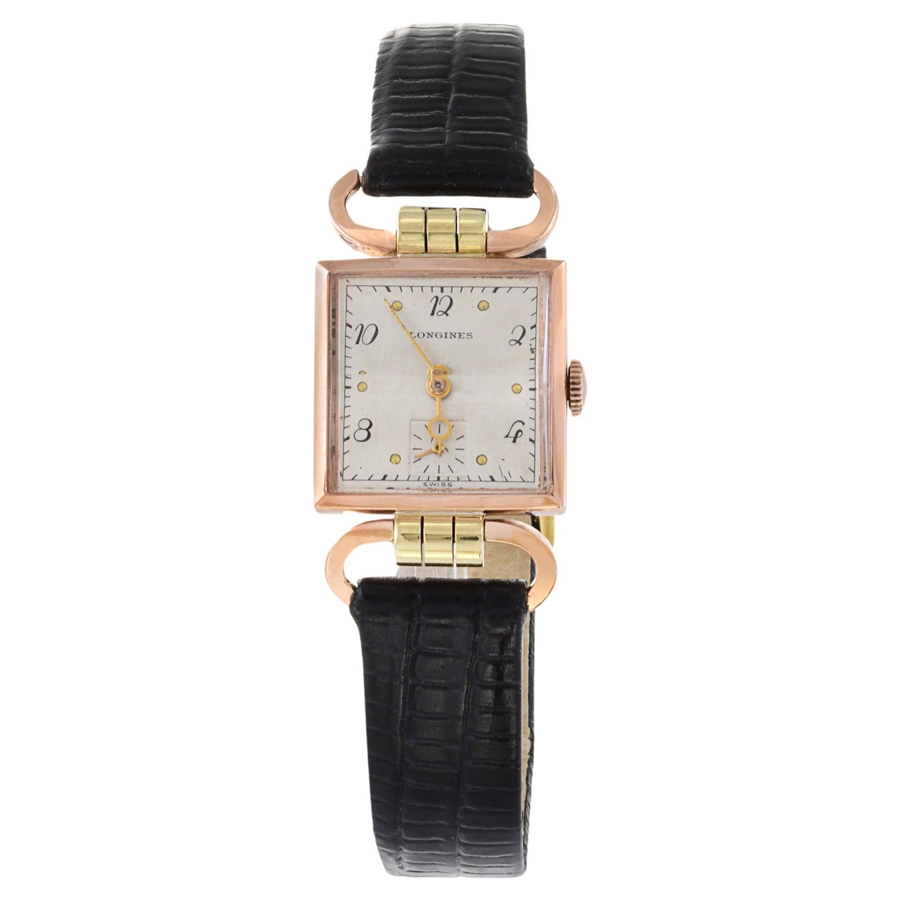 Longines Tank Watch 14K Rose and Green Gold