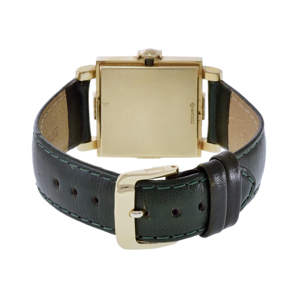 Longines Tank-Uhr 14K Gelbgold mit Guilloche-Zifferblatt (Retro)