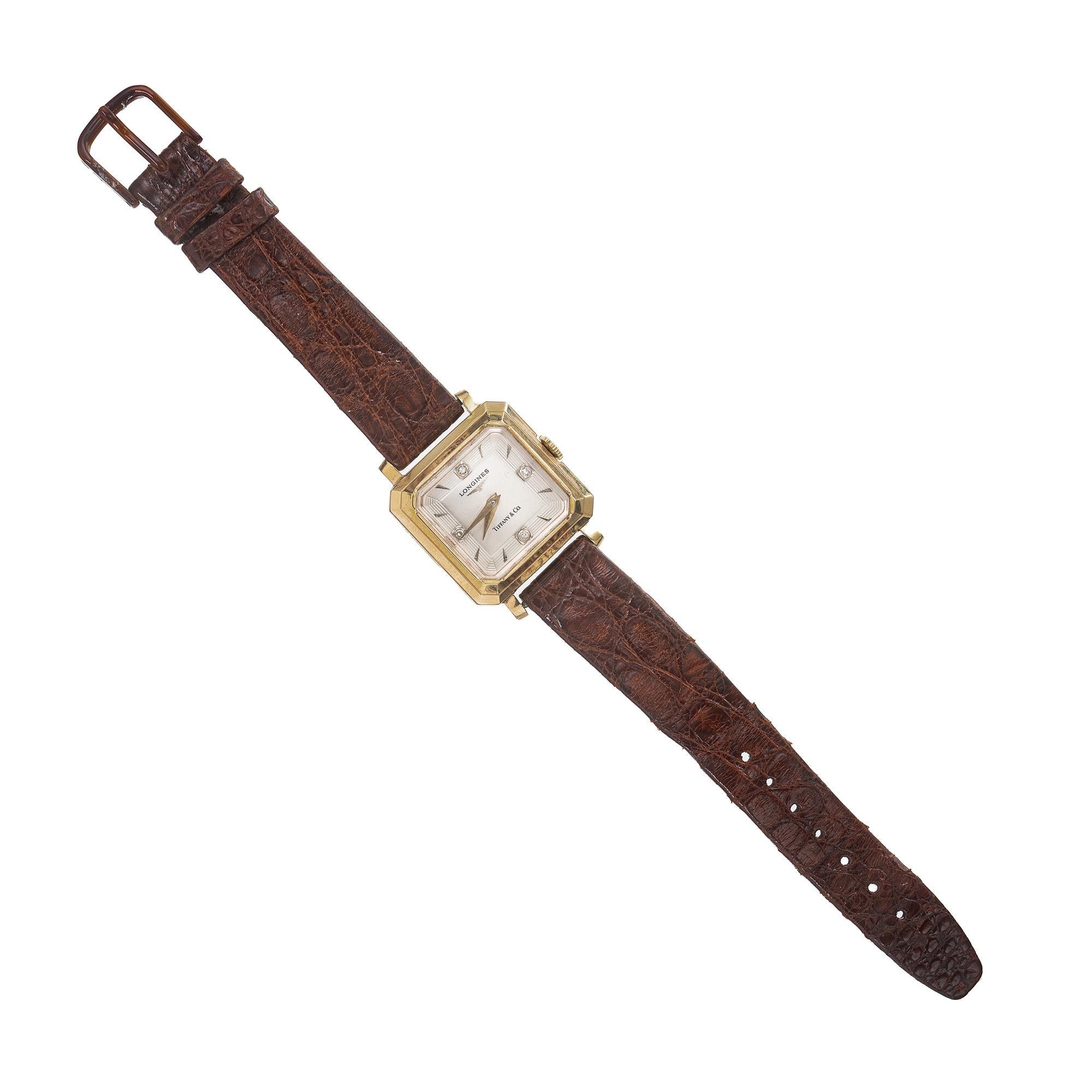 Longines Tiffany & Co. Orologio da polso in oro giallo con diamanti In condizioni buone in vendita a Stamford, CT