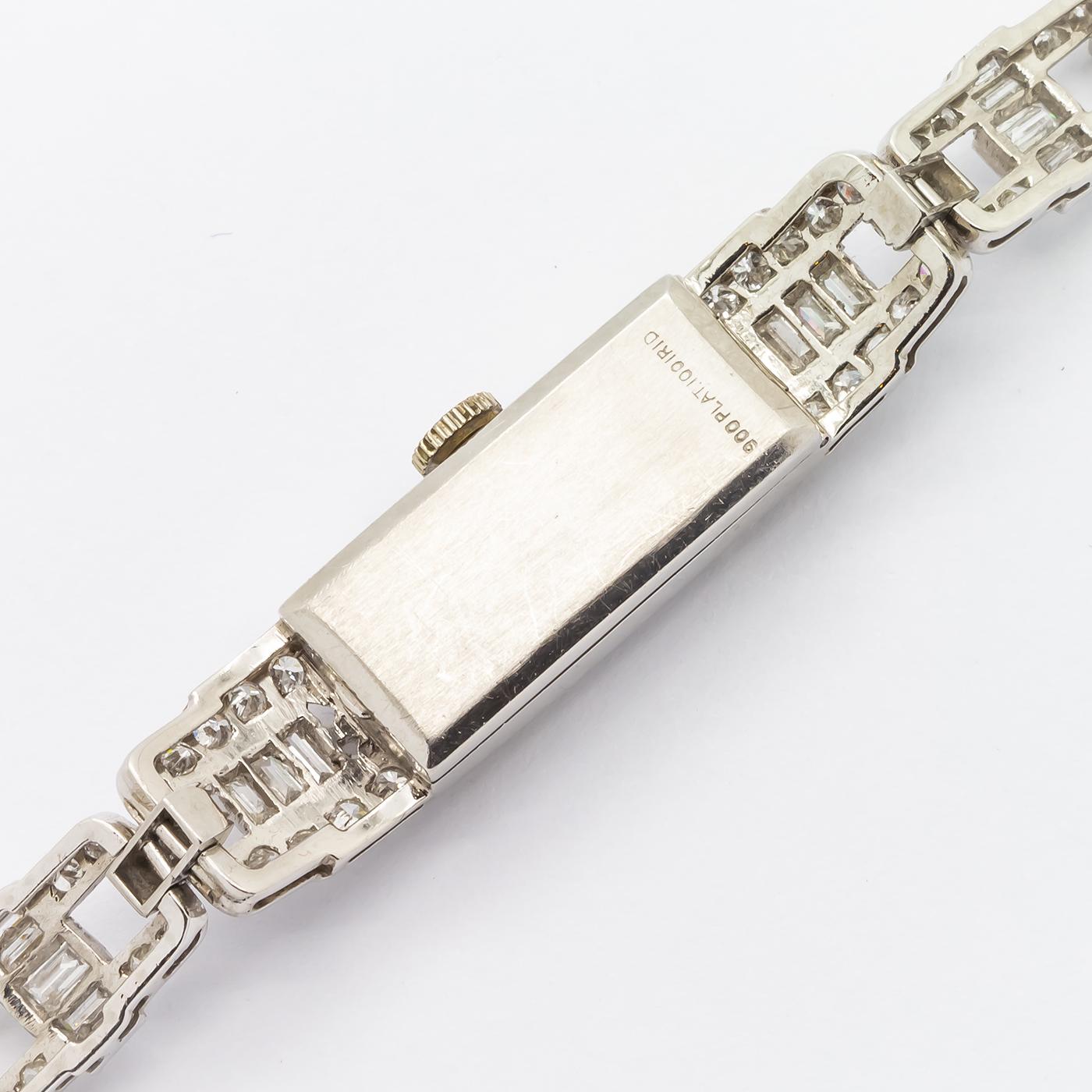 Longines Tishman & Lipp Ladies Diamond Platinum Wristwatch In Good Condition In London, GB