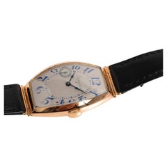 Longines Tonneau Wristwatch, Rose Gold Case by Schwob, Circa 1915.