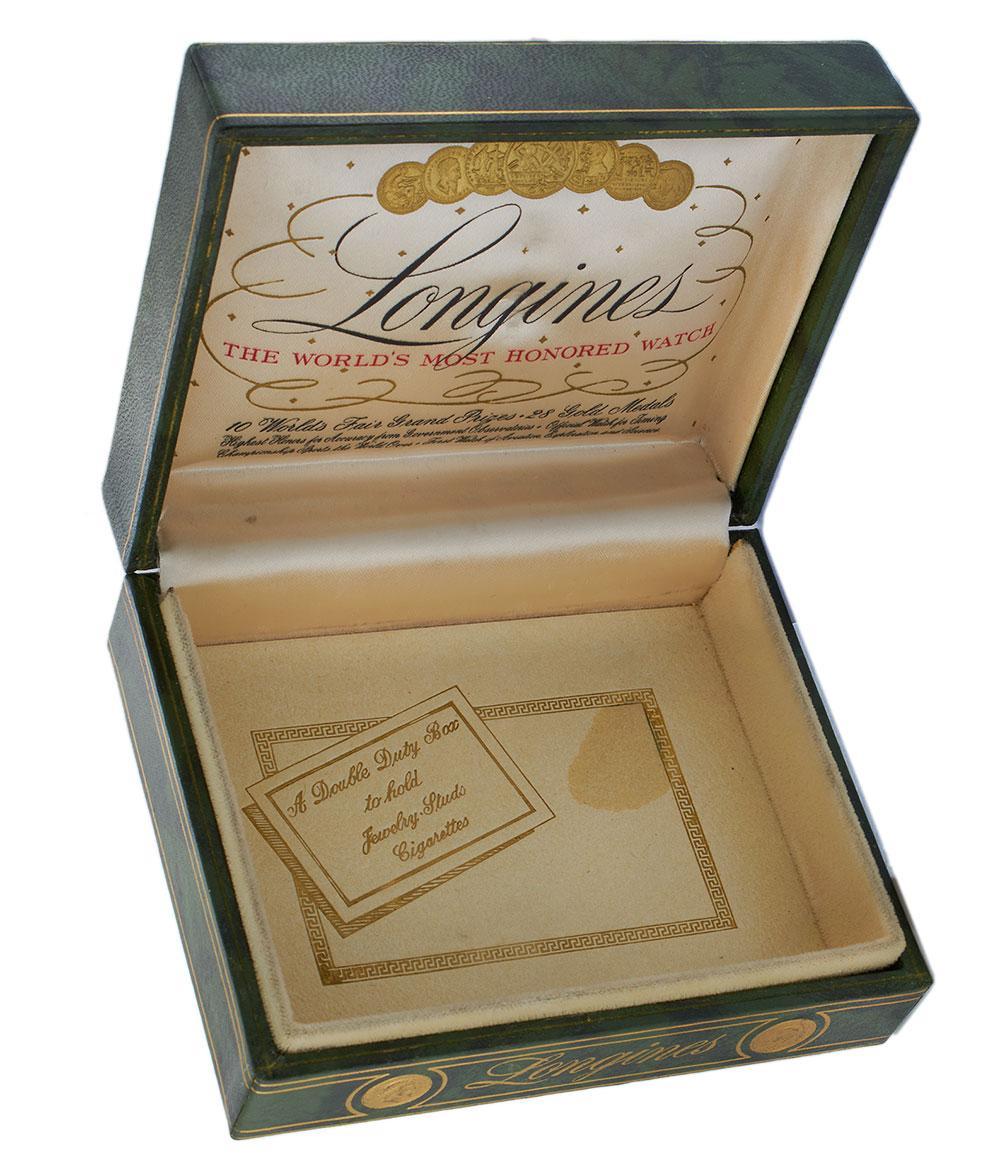 Longines Vintage 14KT White Gold Silver Dial 21.5 x 40.5MM – Manual Wind (1942) For Sale 5