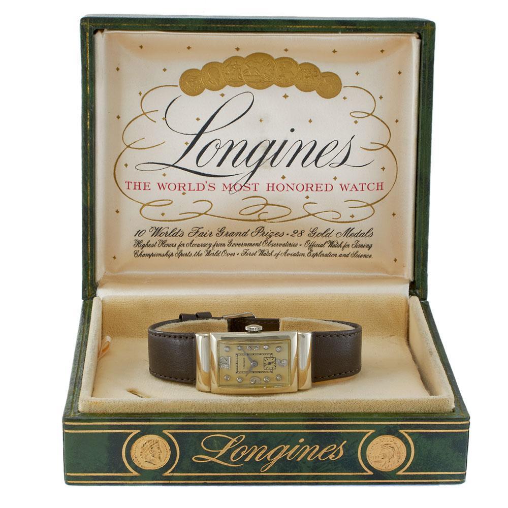 Longines Vintage 14KT White Gold Silver Dial 21.5 x 40.5MM – Manual Wind (1942) For Sale 6