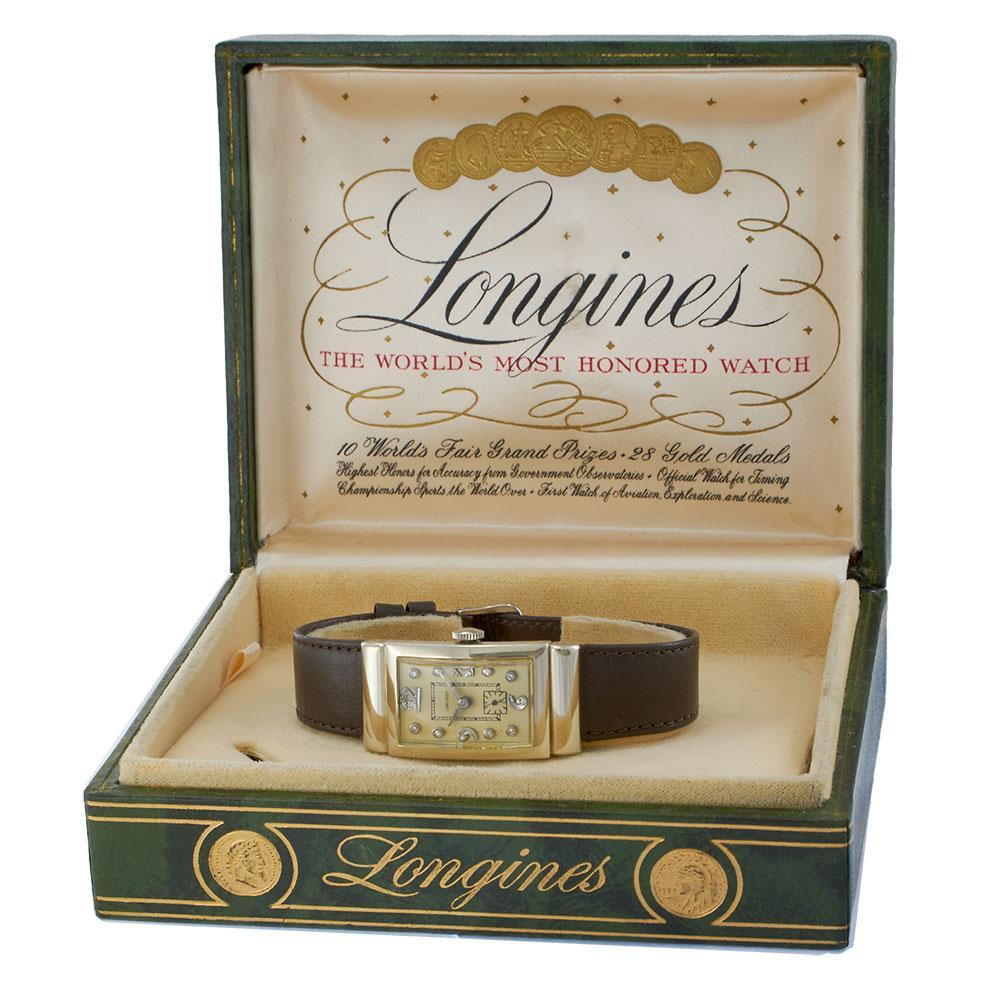 Longines Vintage 14KT White Gold Silver Dial 21.5 x 40.5MM – Manual Wind (1942) For Sale 3