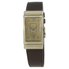 Longines Vintage Oro Bianco 14KT Quadrante Argento 21,5 x 40,5MM - Vento manuale (1942)