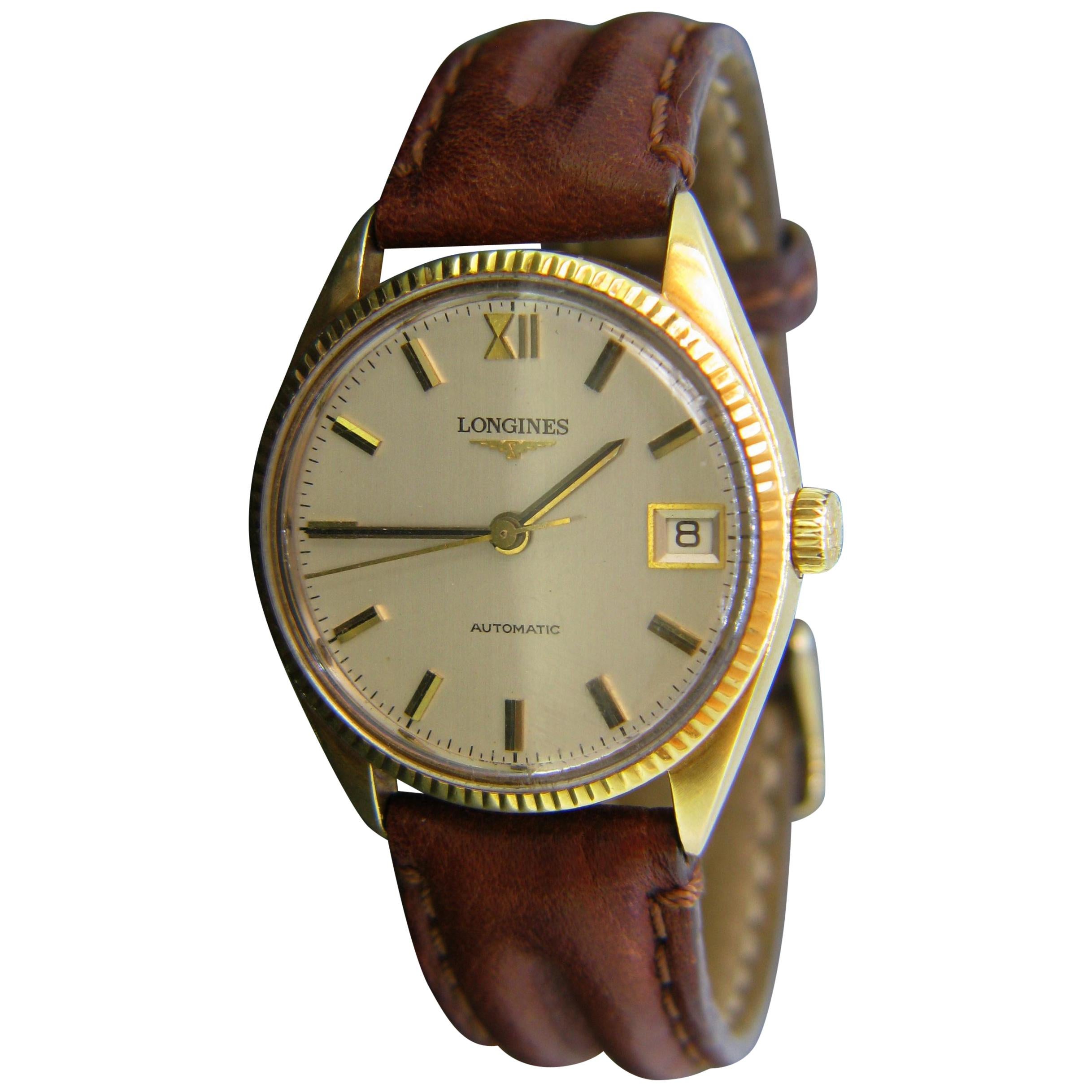 Longines Vintage Automatic Yellow Gold Wristwatch, circa 1970