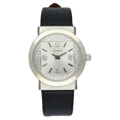 Longines Montre vintage pour femme en or blanc massif 14 carats avec diamants