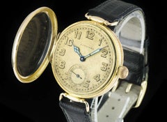 Longines Vintage Yellow Gold Open Face Champagne Dial Watch