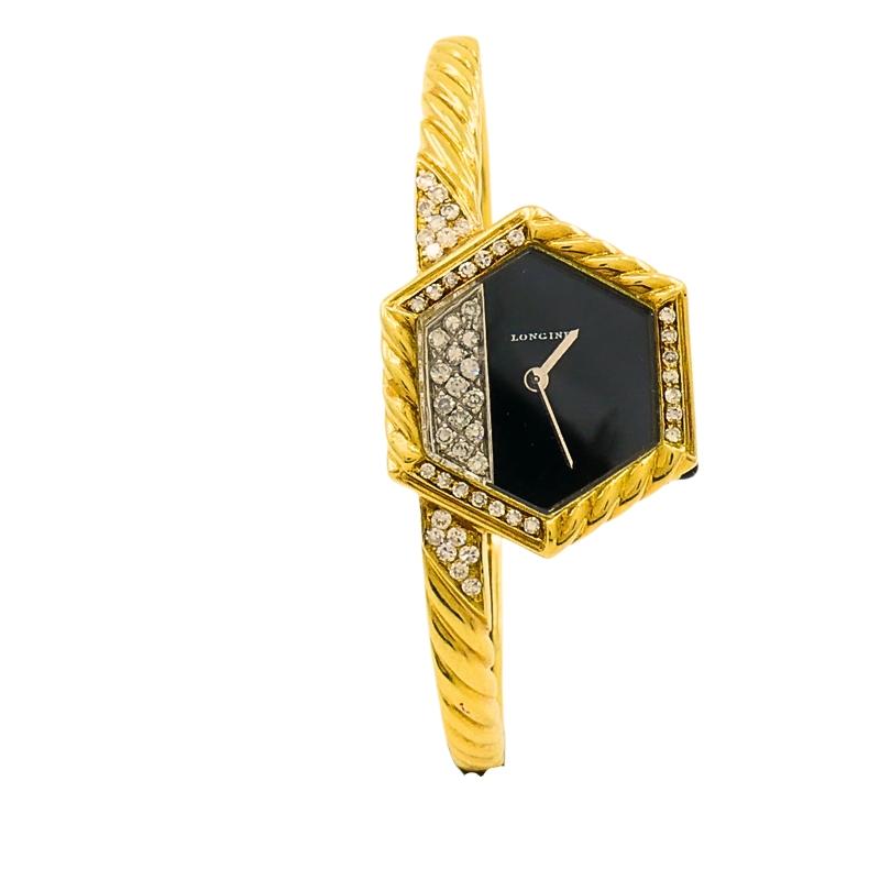 Longines Watch 18k Gold Diamond In Excellent Condition For Sale In Beverly Hills, CA